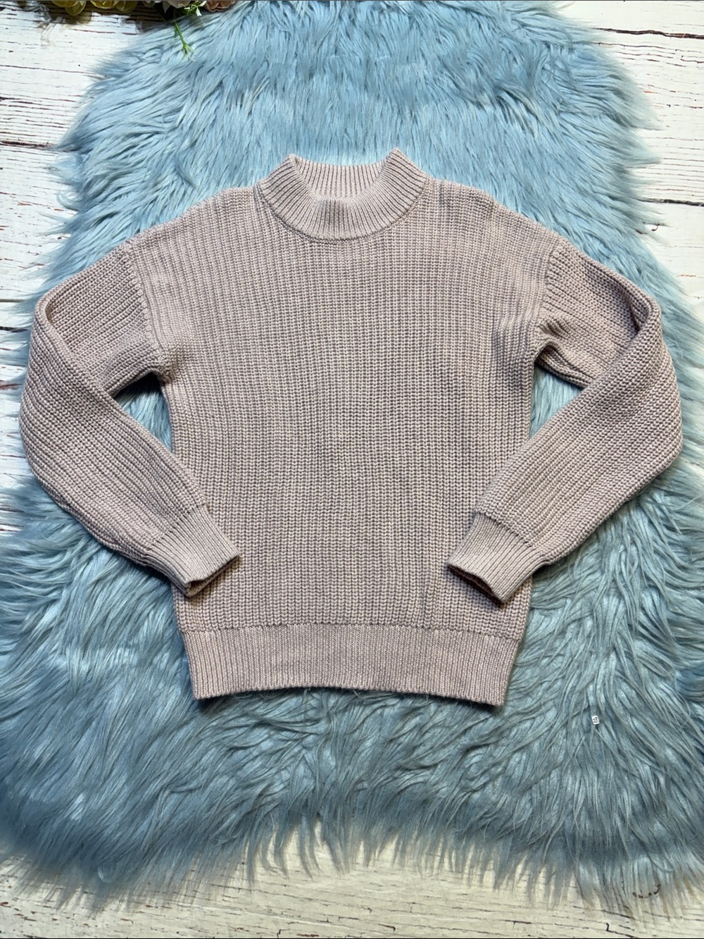Jamie Kay Mock Neck Dusty Pink Cable Knit Sweater sz 6Y